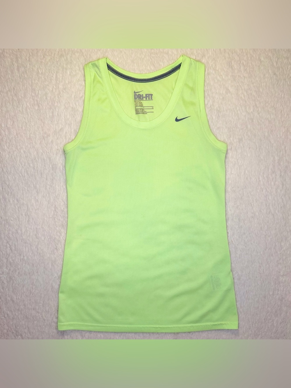 Nike Dri-FIT Neon Volt Green Scoop Neck Tank Top Athletic Active Wear Workout S